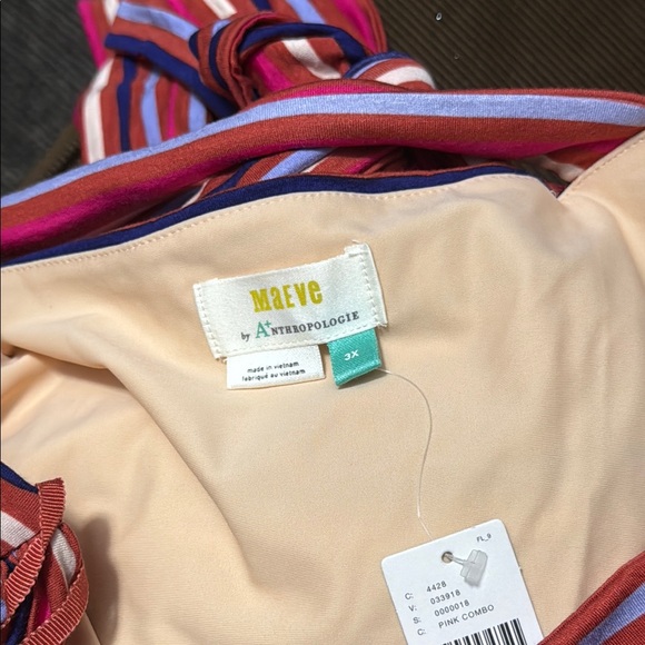 ⬇️Anthropologie+ Maeve Pink Striped Maxi A-Line Dress with Tie Front - Picture 3 of 5